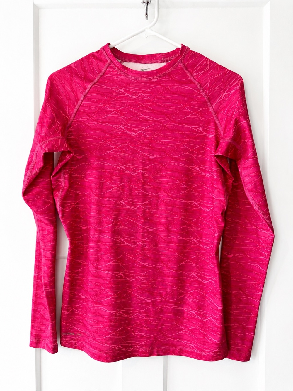 Nike Pro Combat Dri-FIT Fitted Long Sleeve Athletic Top Pink Medium